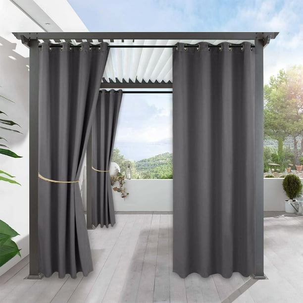 1 Piece Mocha Width 52 x Length 84 Gazebo Outdoor Deck Curtain Water Proof Reduce Exterior Summer Heat Stain Proof Drapes for Home Garden Decoration RYB HOME Outdoor Patio Curtains